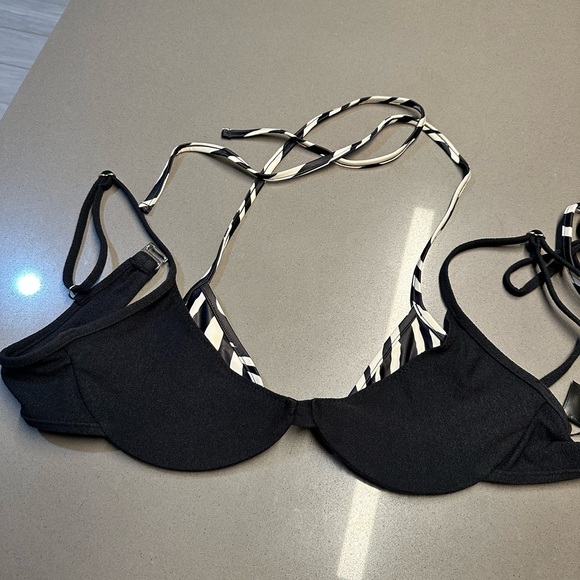 SAME swimwear DOUBLE LAYER BIKINI TOP XL Bottom M(SUEDE BLACK/ZEBRA) - Picture 7 of 15